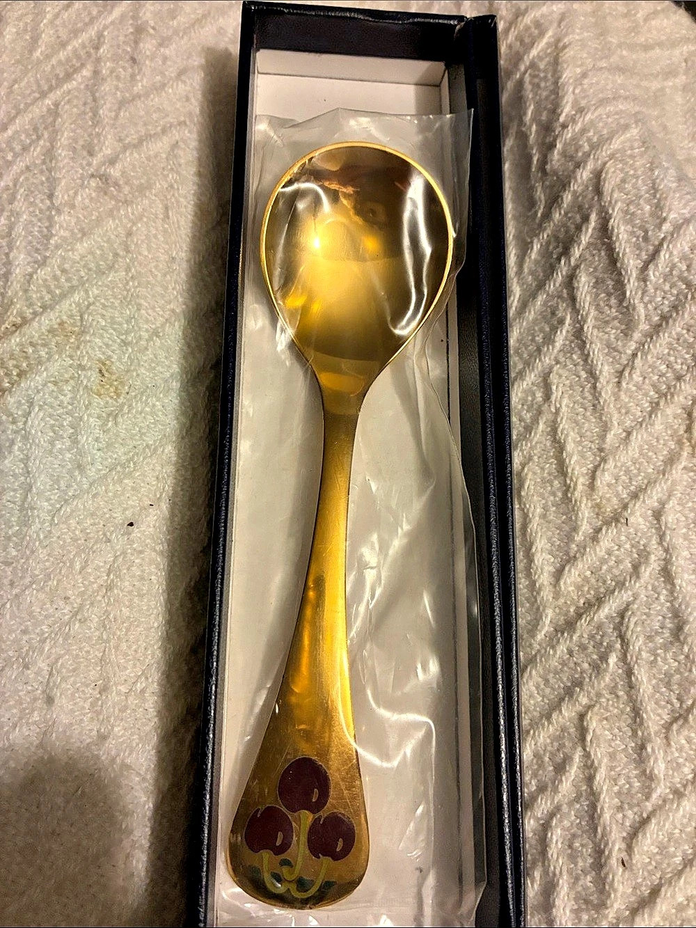 Georg Jensen 1997 Annual Collector Spoon (Cherry / Kirsebær) Gold Serving Spoon